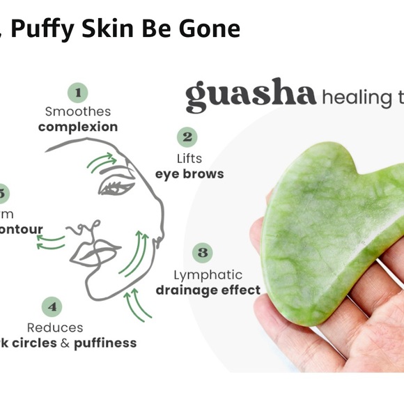 ROSELYNBOUTIQUE Jade Face Roller- Gua Sha Facial Tools. (Green w Jade Roller) - Picture 11 of 12